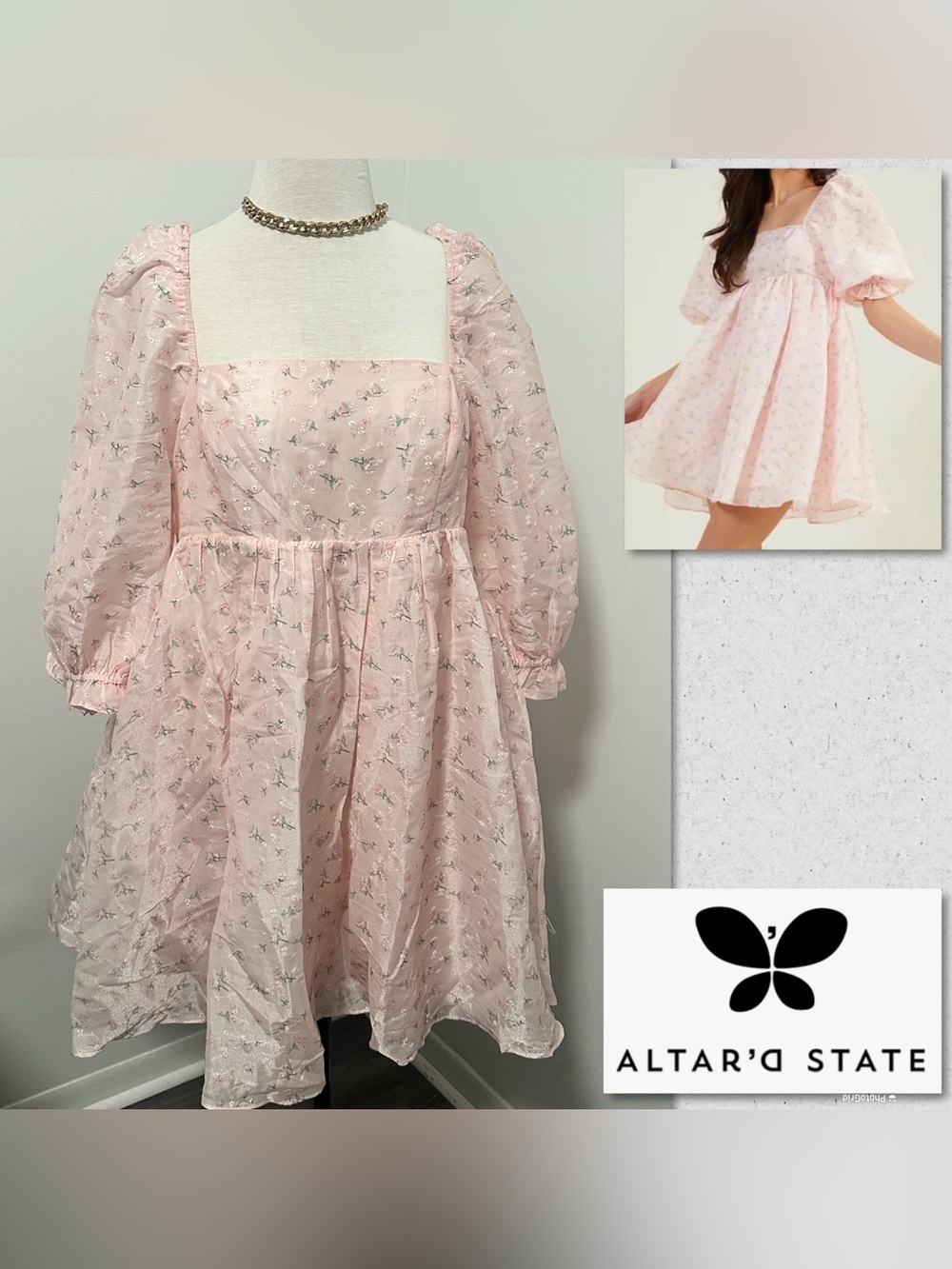 Altar'd State Stephanie Puff Sleeve Floral Dress